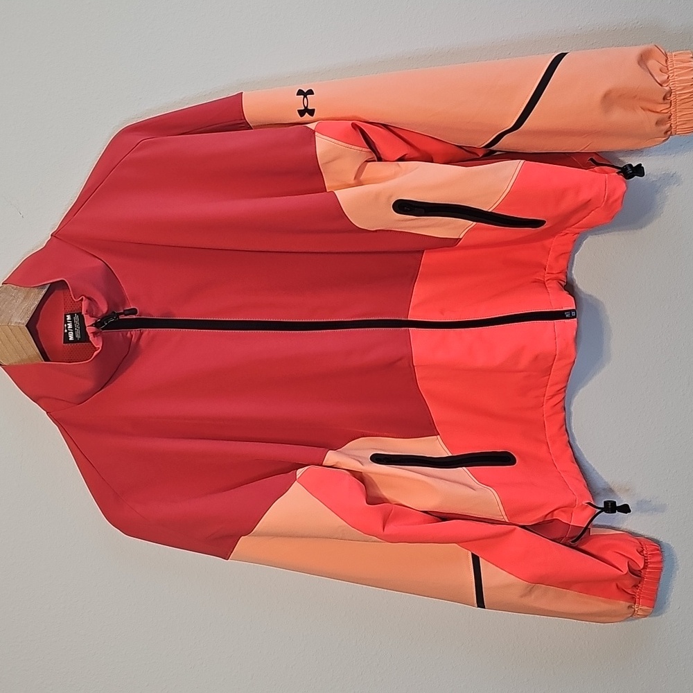Under Armour Red Orange Windbreaker Jacket Size Medium Style 1374889
